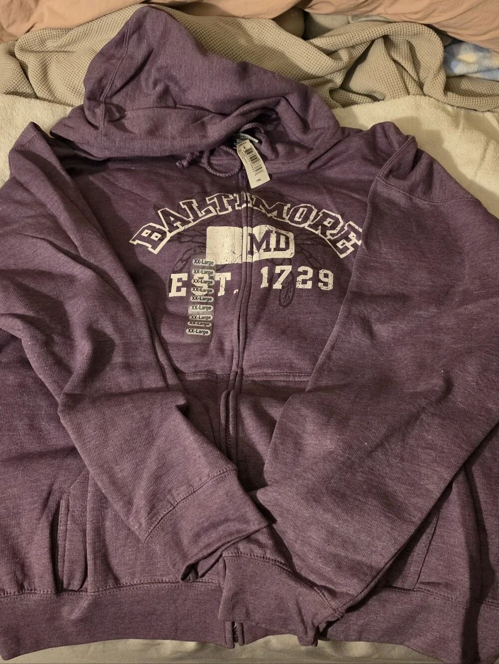 Baltimore MD Purple Zip-Up Hoodie Sweatshirt - XX-Large